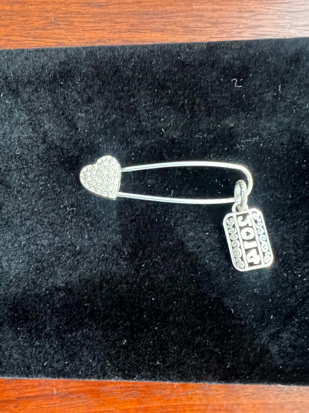 Brighton Silver Heart Safety Pin with Charm